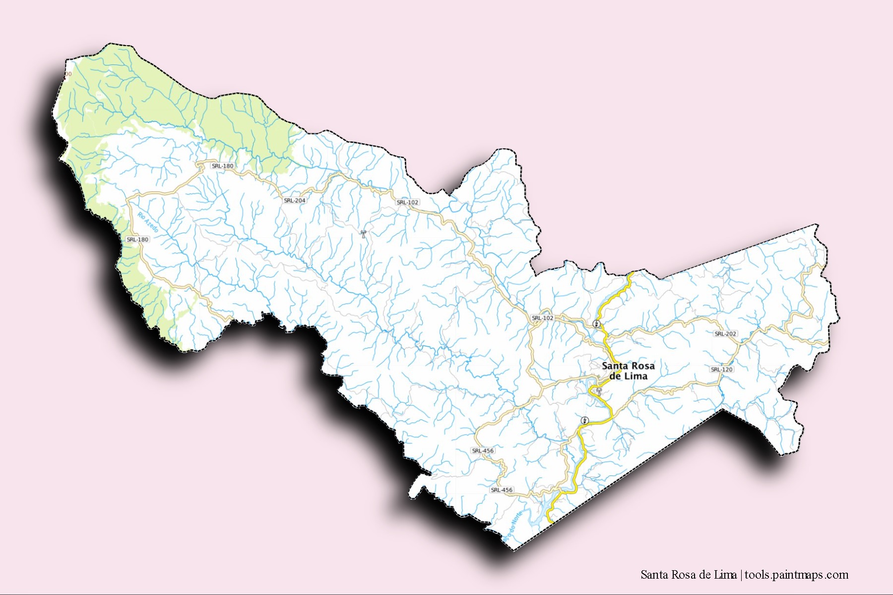 Santa Rosa de Lima neighborhoods and villages map with 3D shadow effect