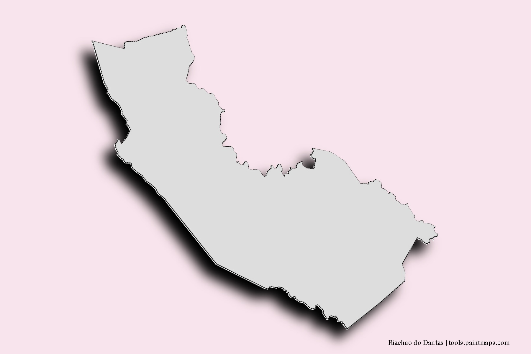 Mapa de barrios y pueblos de Riachao do Dantas con efecto de sombra 3D