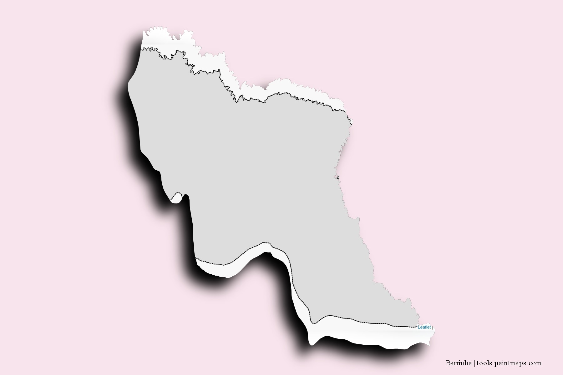 Mapa de barrios y pueblos de Barrinha con efecto de sombra 3D