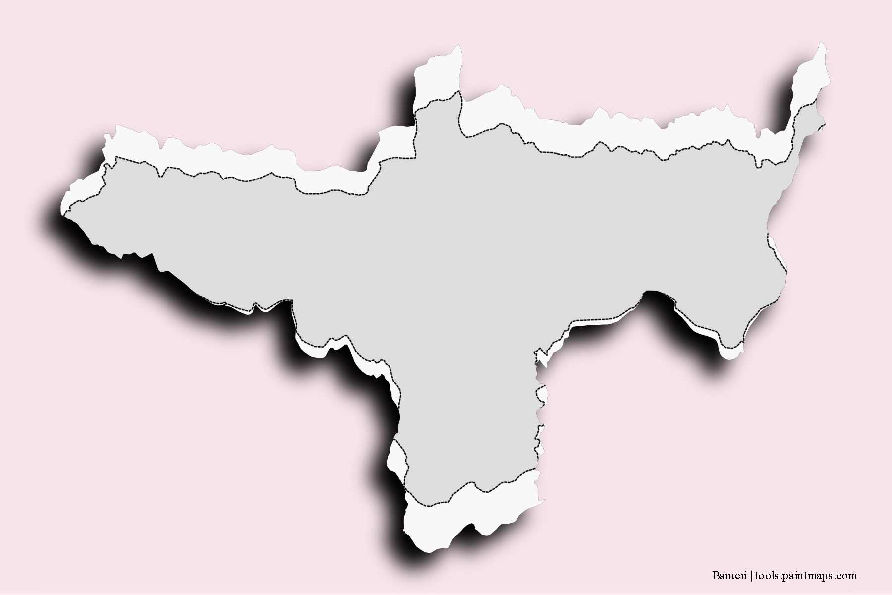 Mapa de barrios y pueblos de Barueri con efecto de sombra 3D