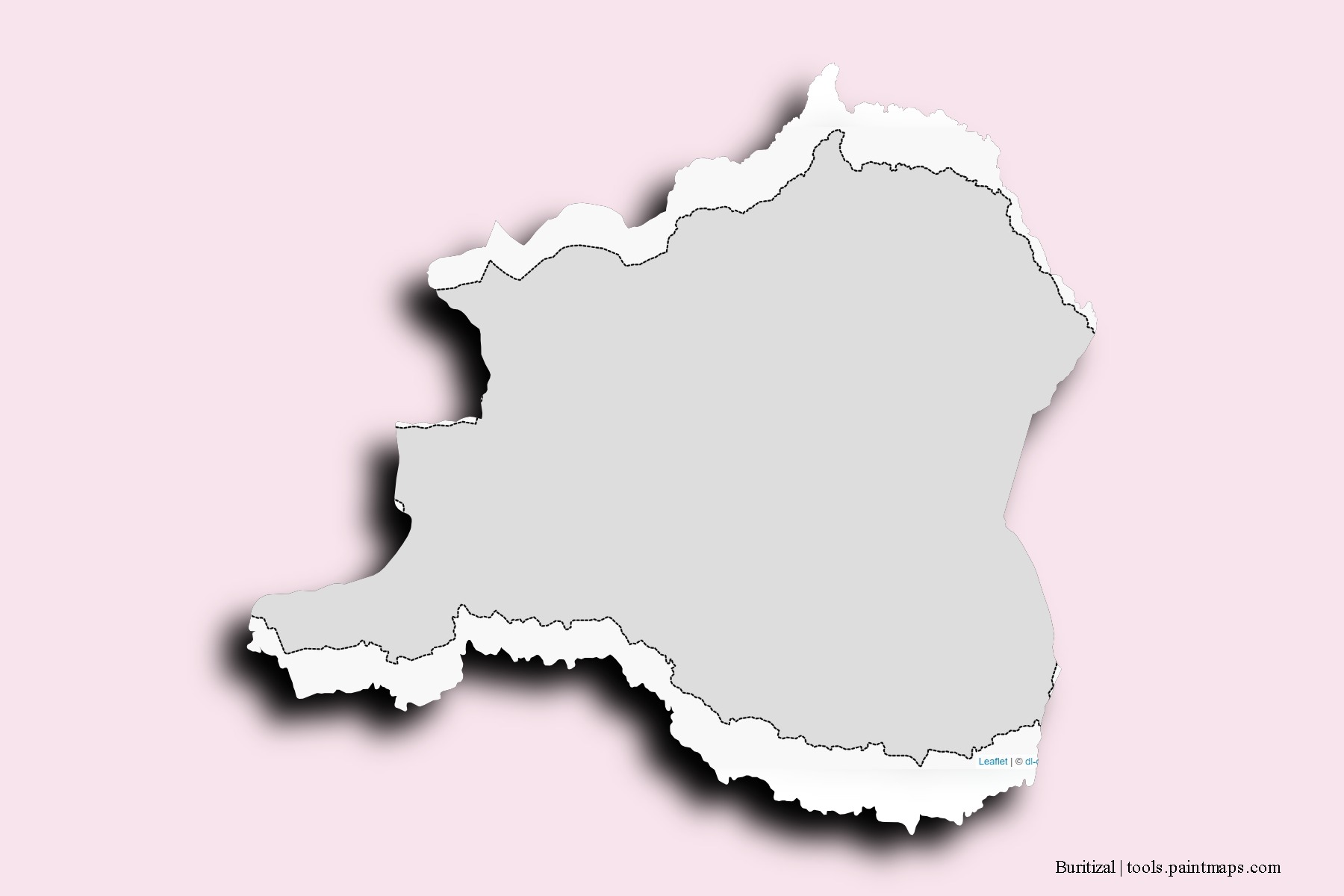 Mapa de barrios y pueblos de Buritizal con efecto de sombra 3D