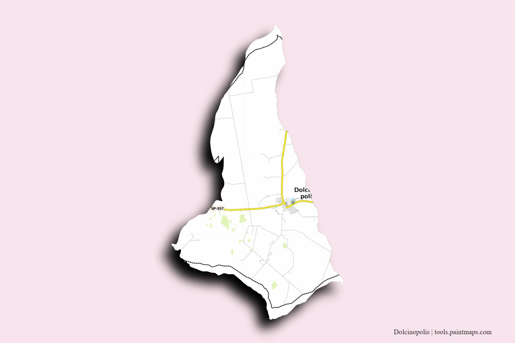 Dolcinopolis neighborhoods and villages map with 3D shadow effect