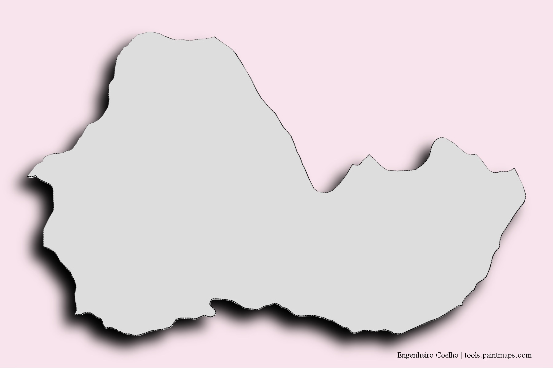 Mapa de barrios y pueblos de Engenheiro Coelho con efecto de sombra 3D