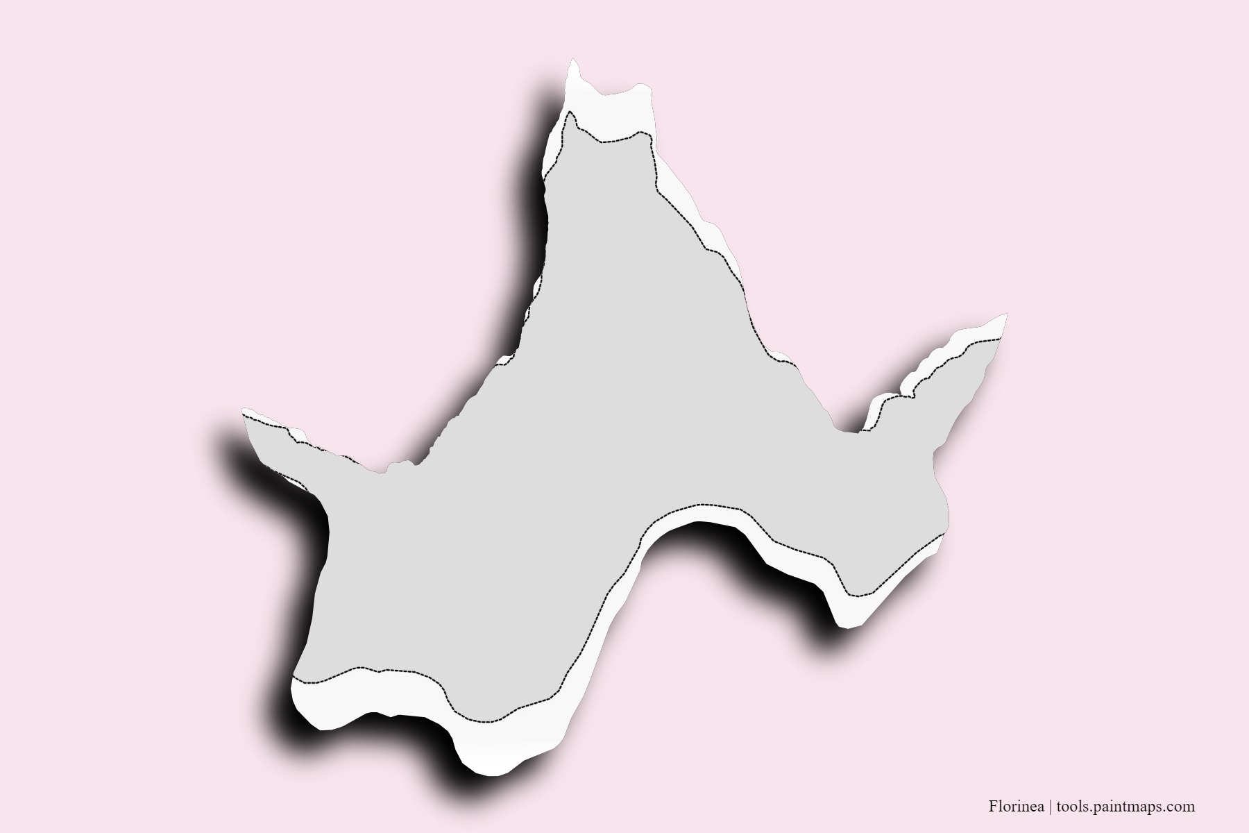 Mapa de barrios y pueblos de Florinea con efecto de sombra 3D