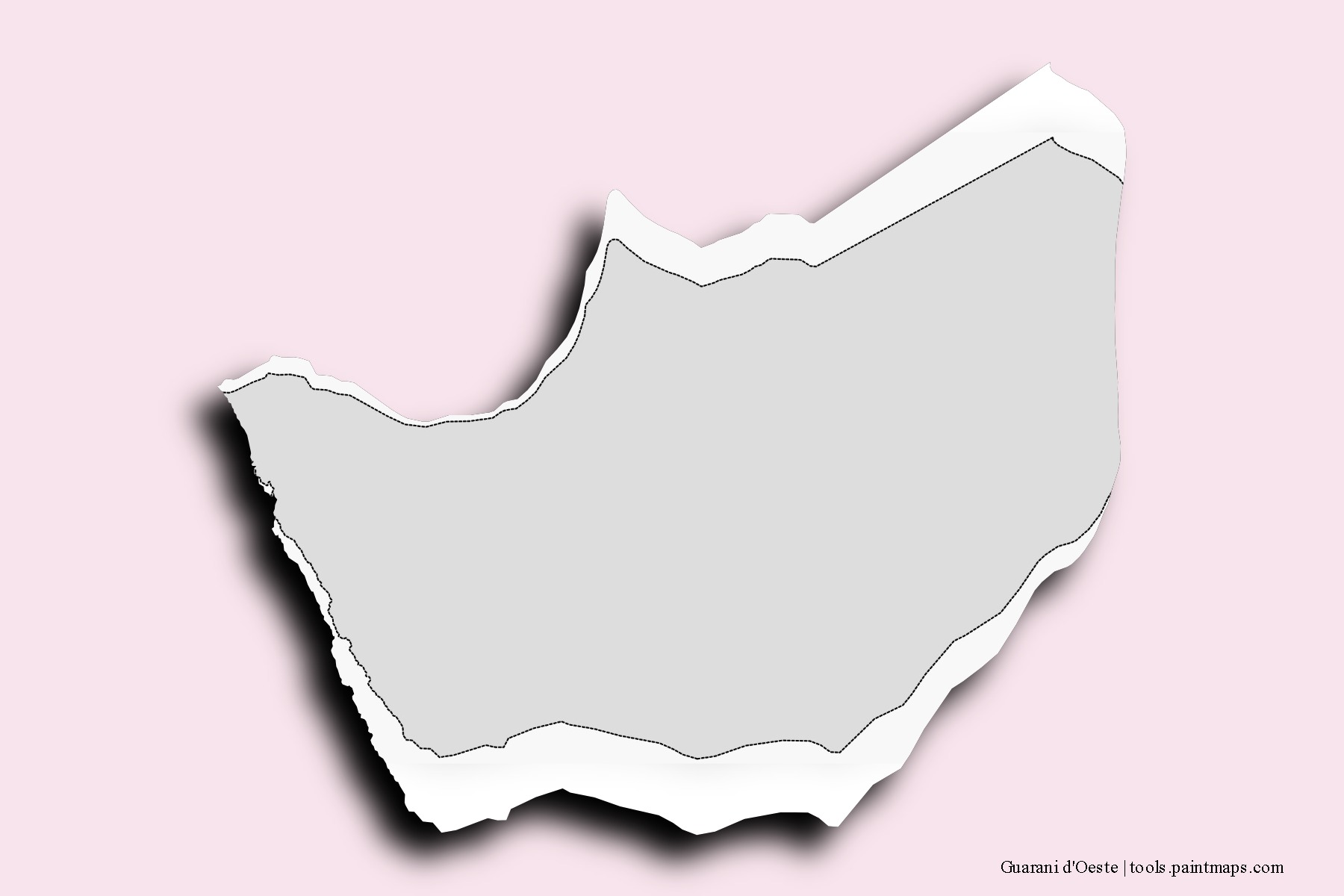 Guarani d'Oeste neighborhoods and villages map with 3D shadow effect