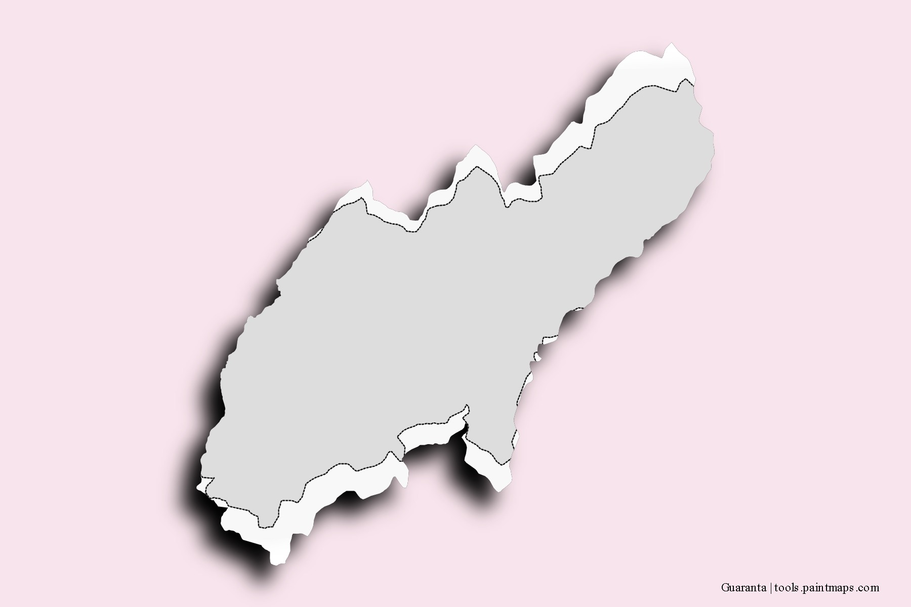 Mapa de barrios y pueblos de Guaranta con efecto de sombra 3D