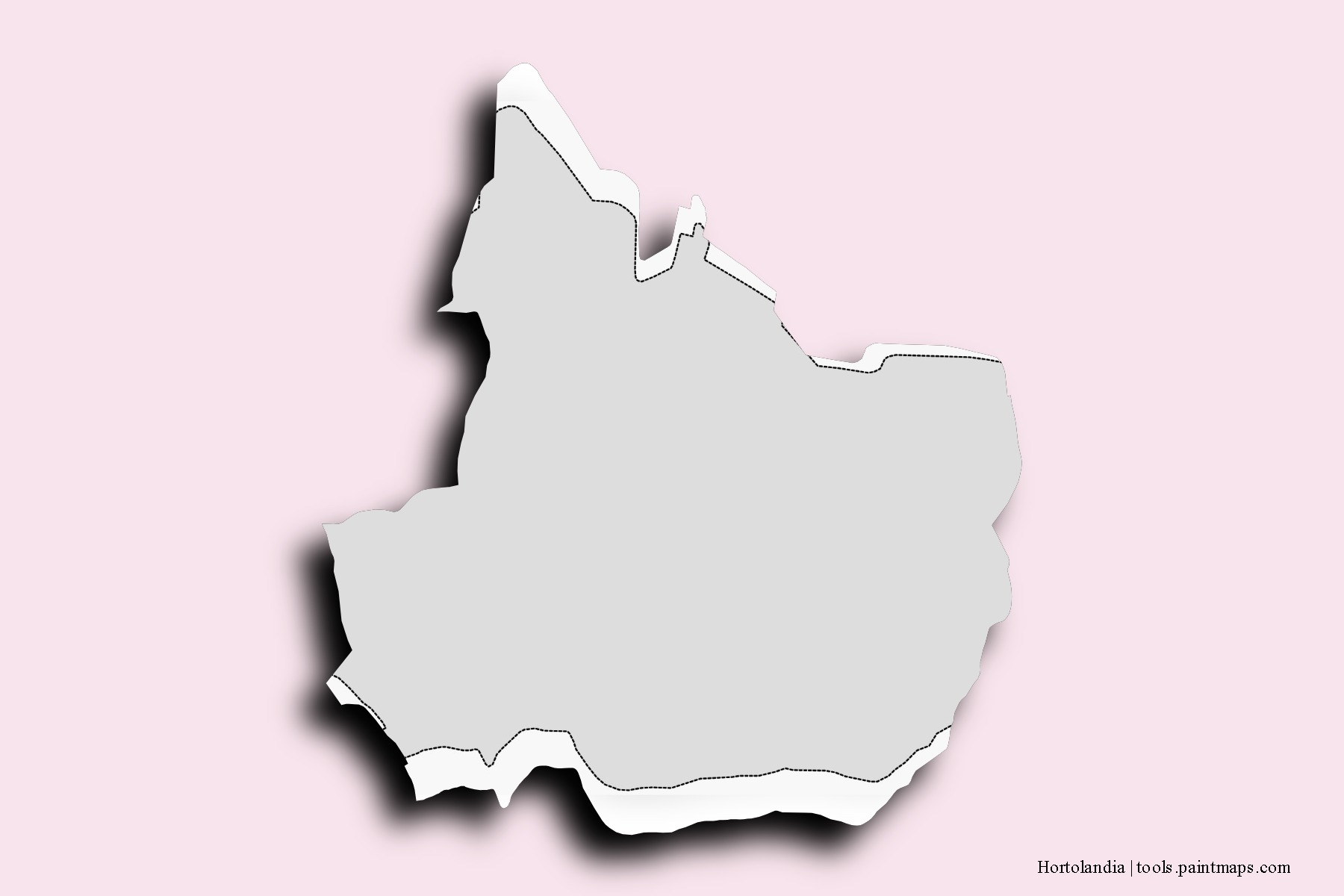 Mapa de barrios y pueblos de Hortolandia con efecto de sombra 3D