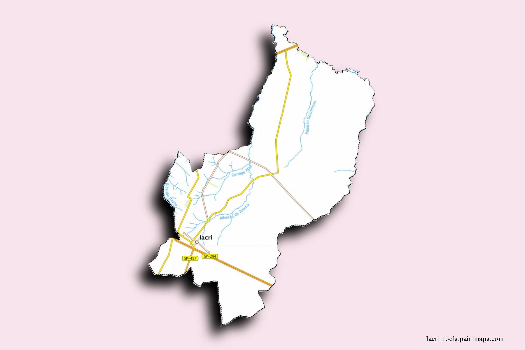 Mapa de barrios y pueblos de Iacri con efecto de sombra 3D