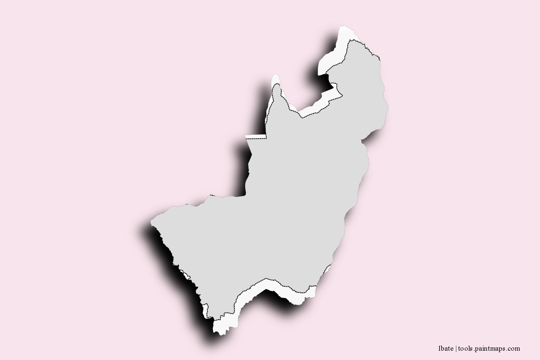 Mapa de barrios y pueblos de Ibate con efecto de sombra 3D