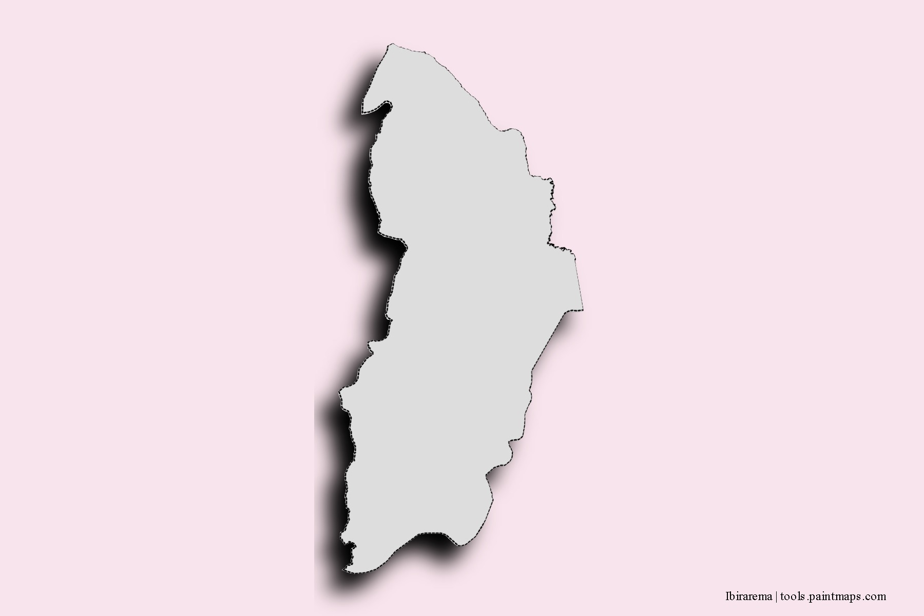 Mapa de barrios y pueblos de Ibirarema con efecto de sombra 3D