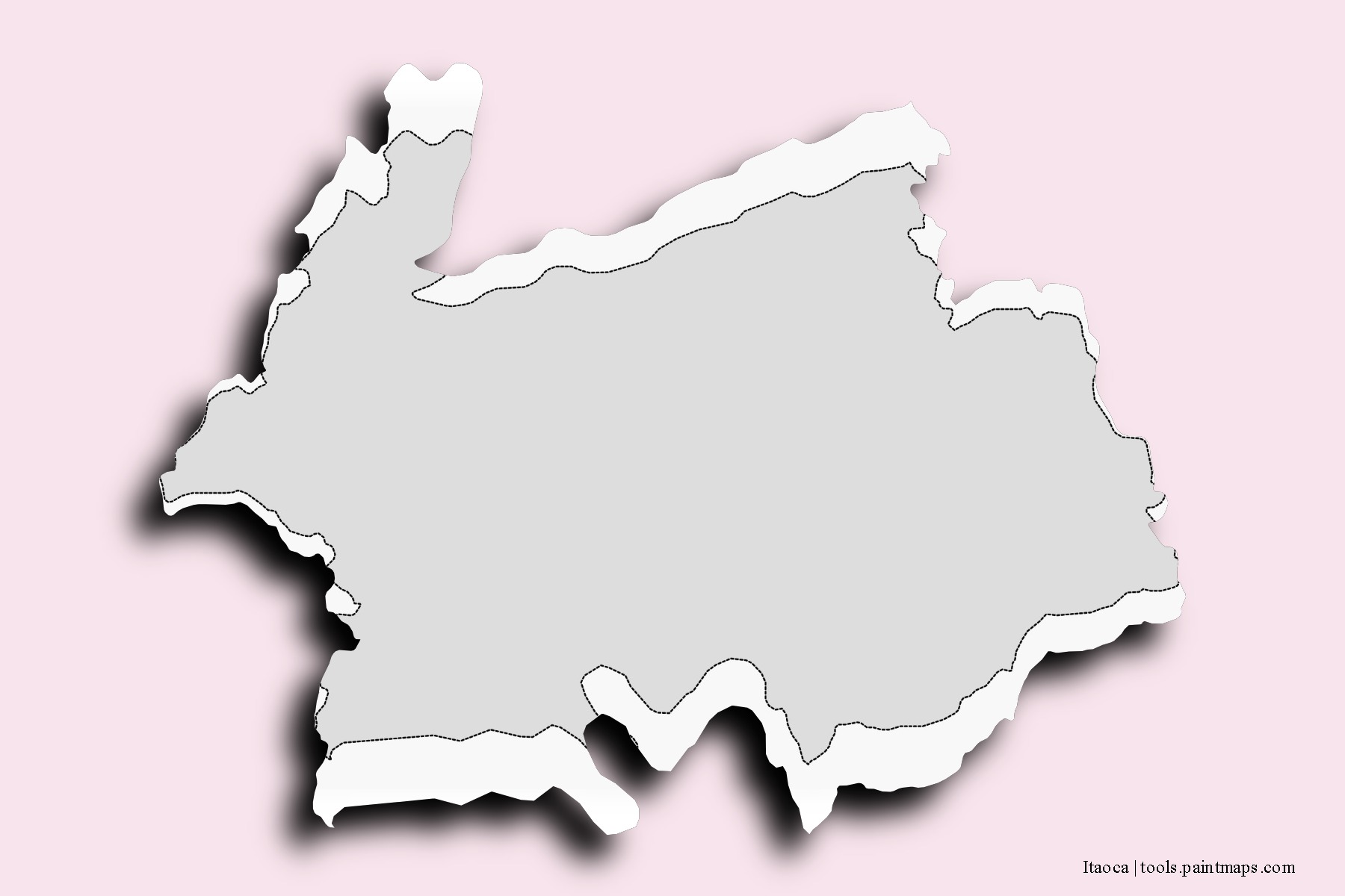 Mapa de barrios y pueblos de Itaoca con efecto de sombra 3D