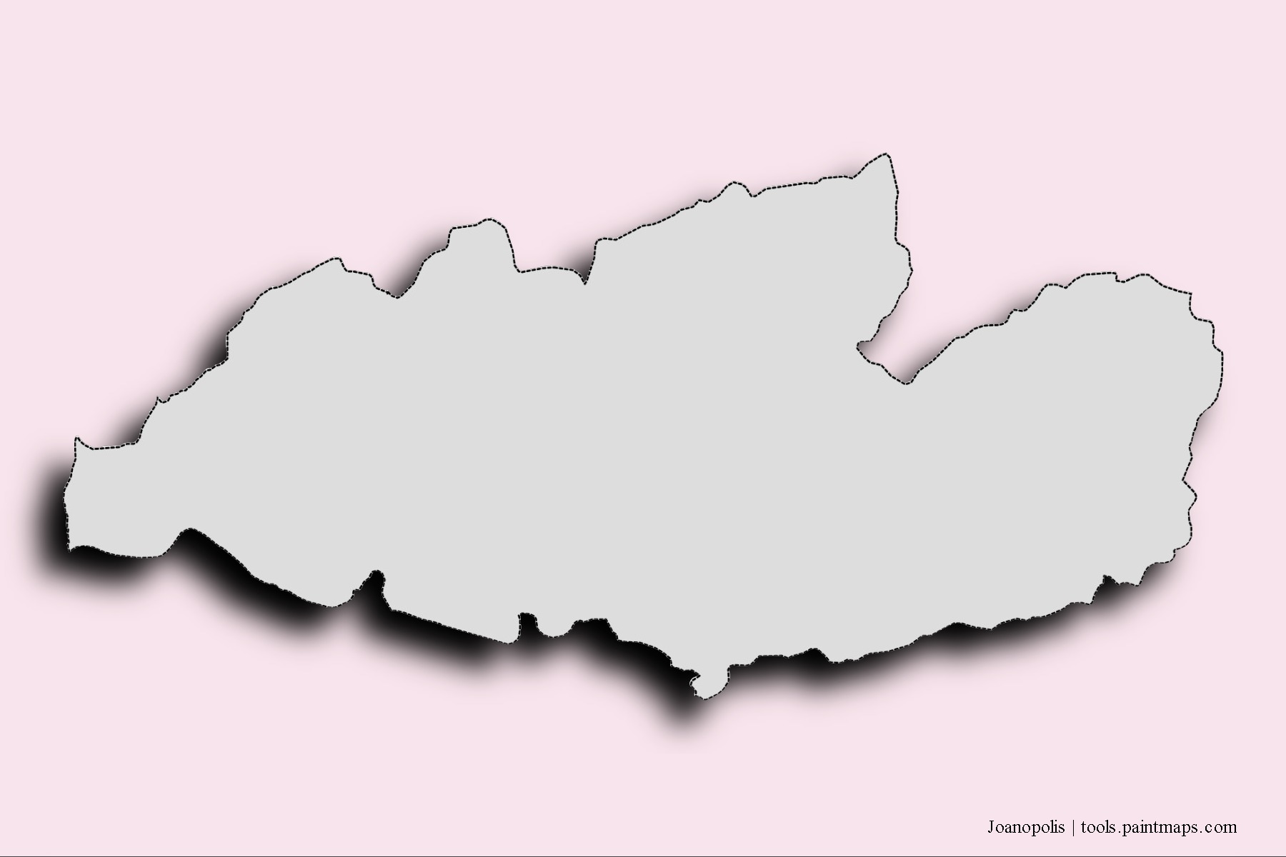 Mapa de barrios y pueblos de Joanopolis con efecto de sombra 3D