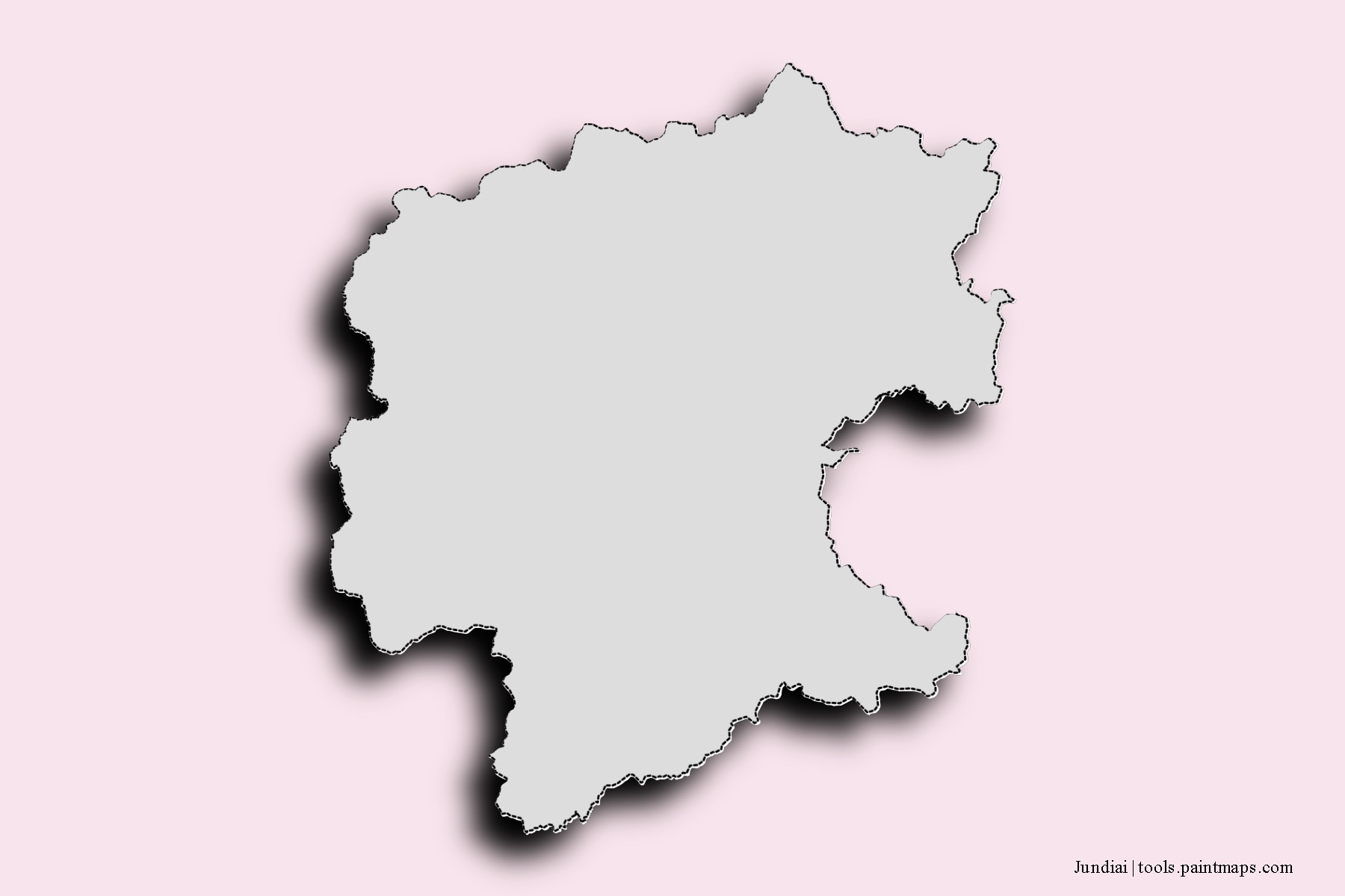 Mapa de barrios y pueblos de Jundiai con efecto de sombra 3D