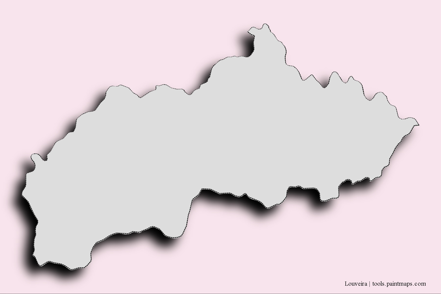 Mapa de barrios y pueblos de Louveira con efecto de sombra 3D