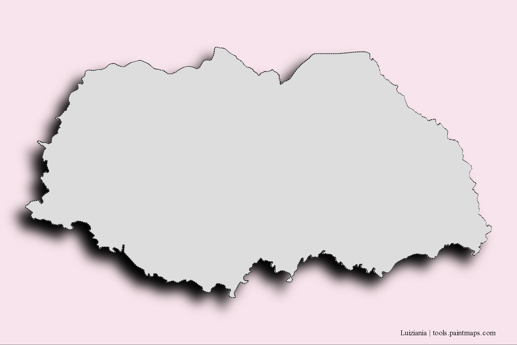 Mapa de barrios y pueblos de Luiziania con efecto de sombra 3D