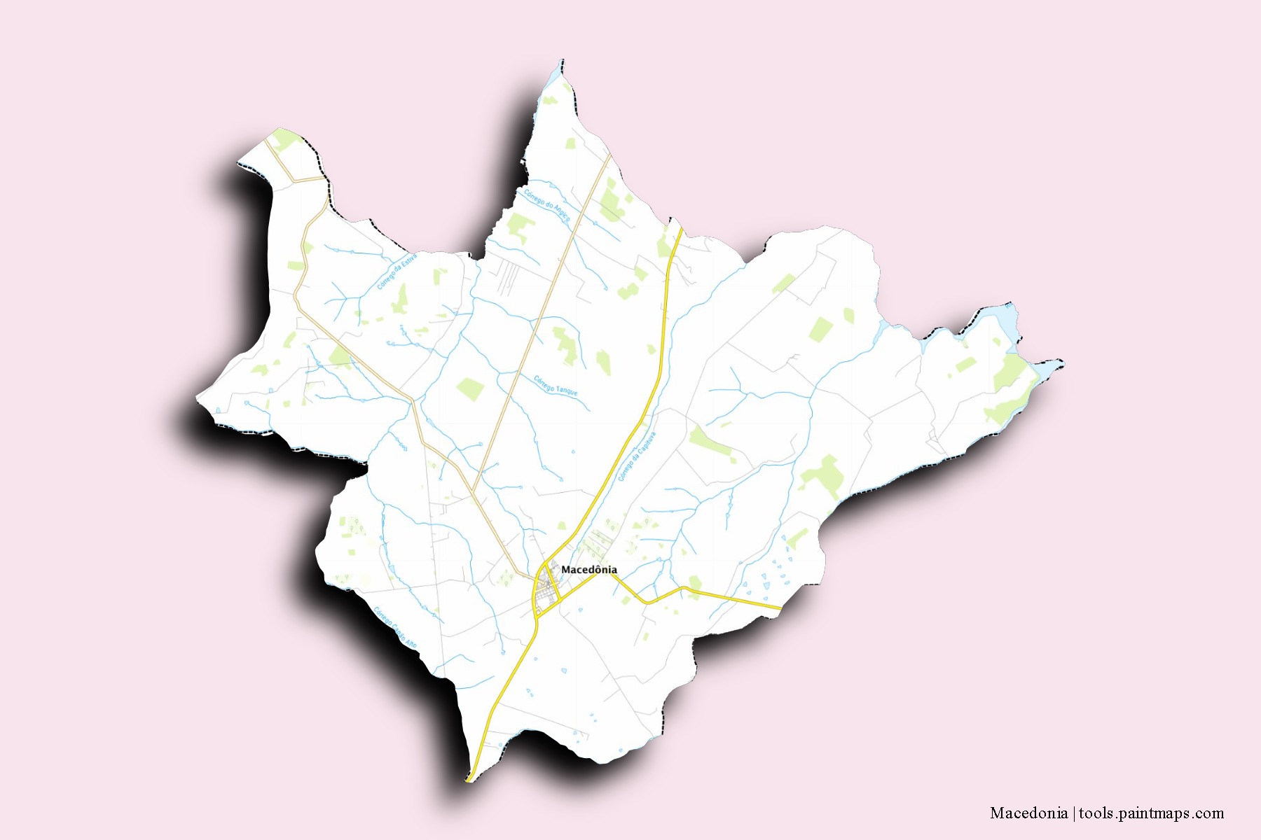 Macedonia neighborhoods and villages map with 3D shadow effect