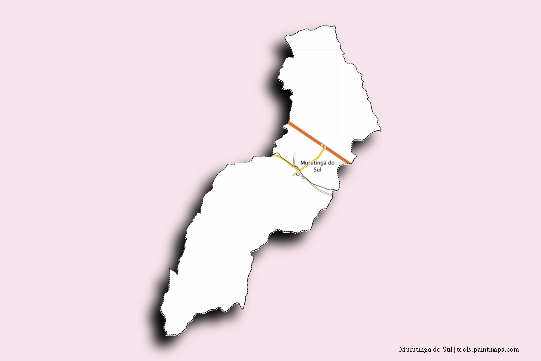 Murutinga do Sul neighborhoods and villages map with 3D shadow effect