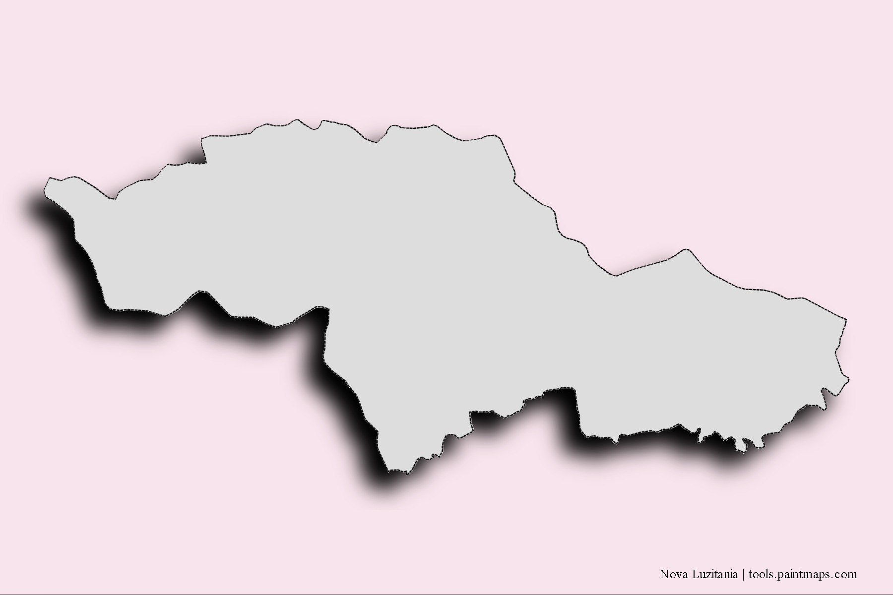 Nova Luzitania neighborhoods and villages map with 3D shadow effect