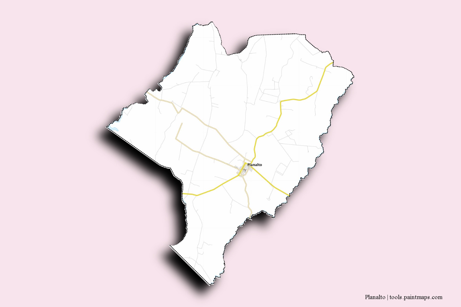 Mapa de barrios y pueblos de Planalto con efecto de sombra 3D