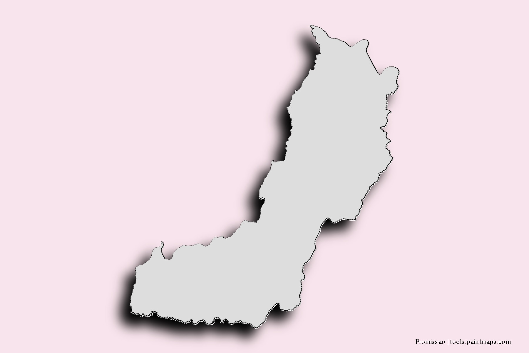 Mapa de barrios y pueblos de Promissao con efecto de sombra 3D