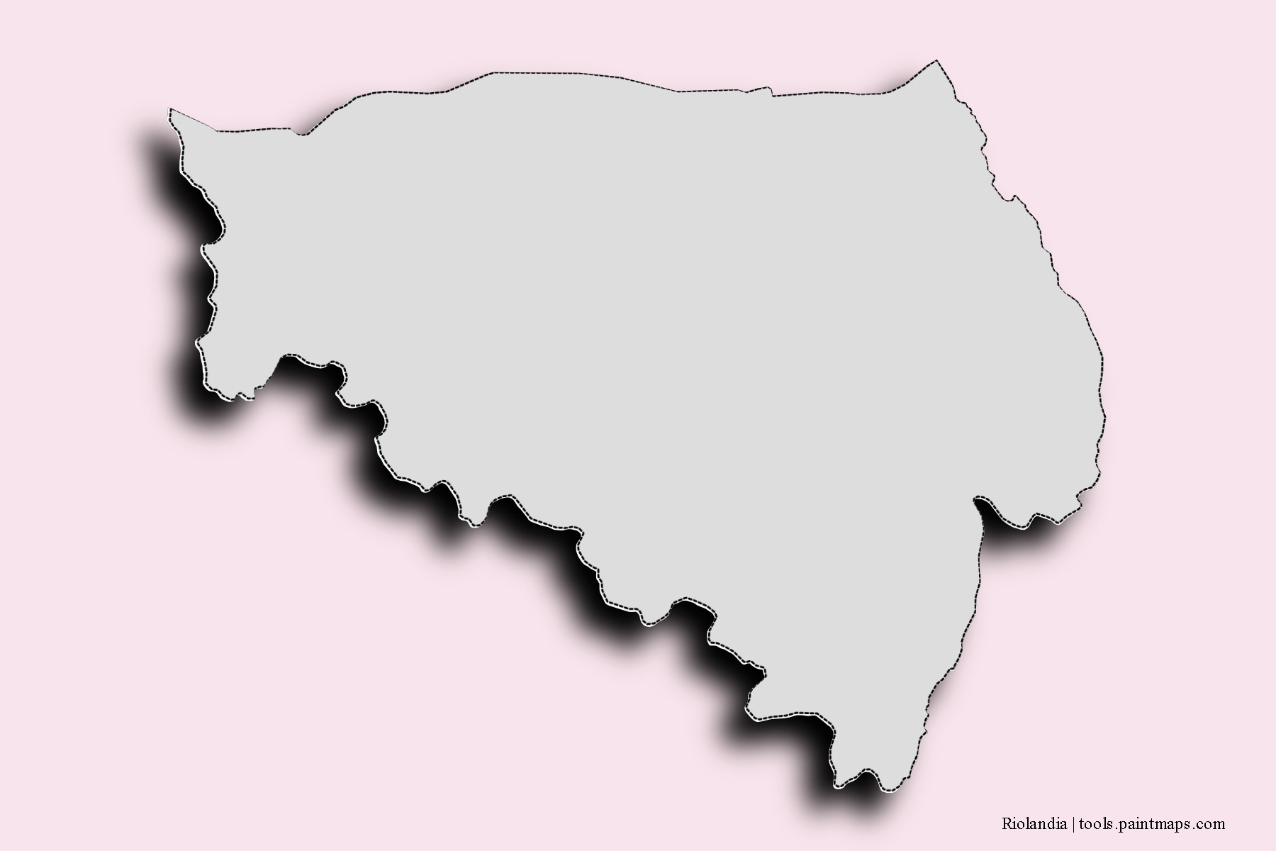 Mapa de barrios y pueblos de Riolandia con efecto de sombra 3D