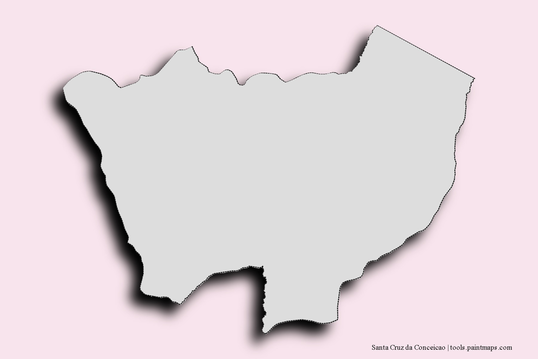 Mapa de barrios y pueblos de Santa Cruz da Conceicao con efecto de sombra 3D