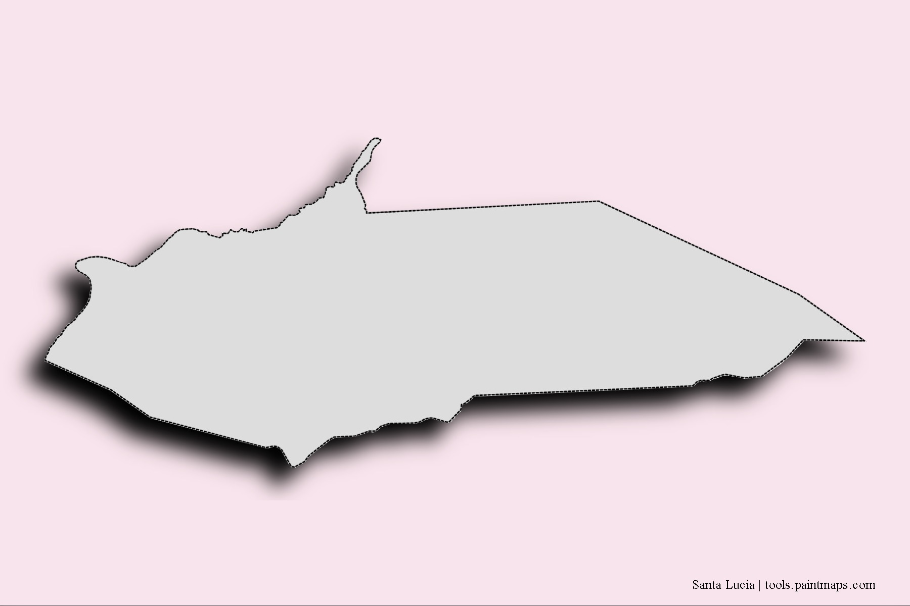 Mapa de barrios y pueblos de Santa Lucia con efecto de sombra 3D