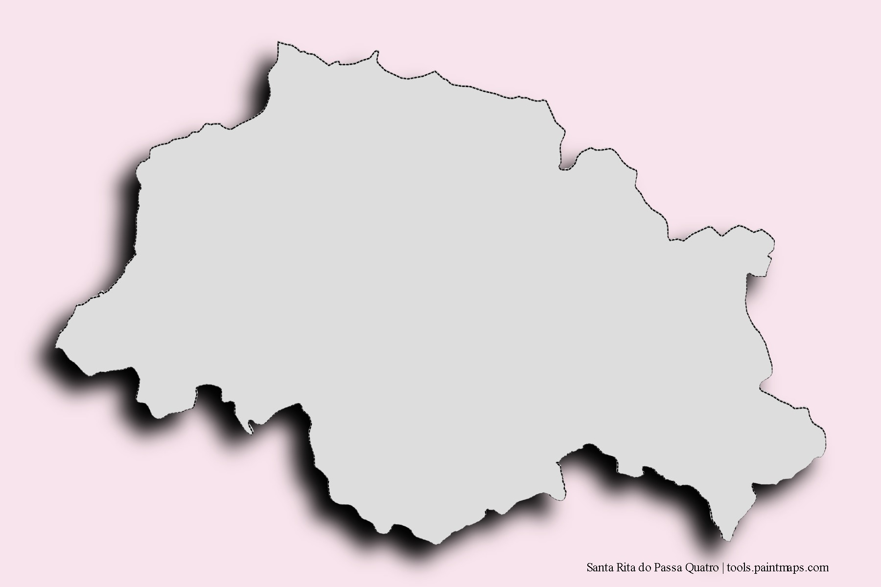 3D gölge efektli Santa Rita do Passa Quatro mahalleleri ve köyleri haritası