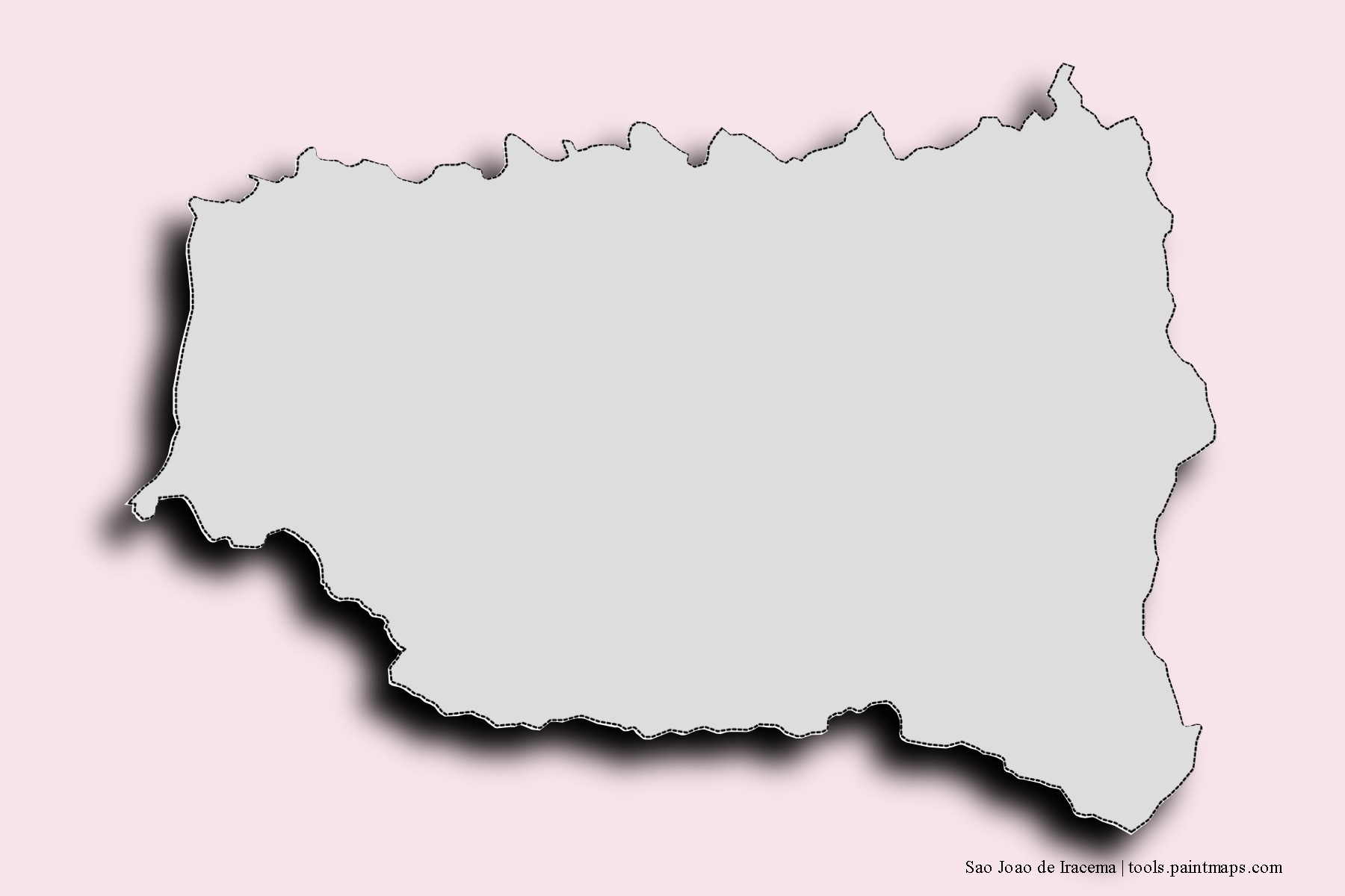 3D gölge efektli Sao Joao de Iracema mahalleleri ve köyleri haritası