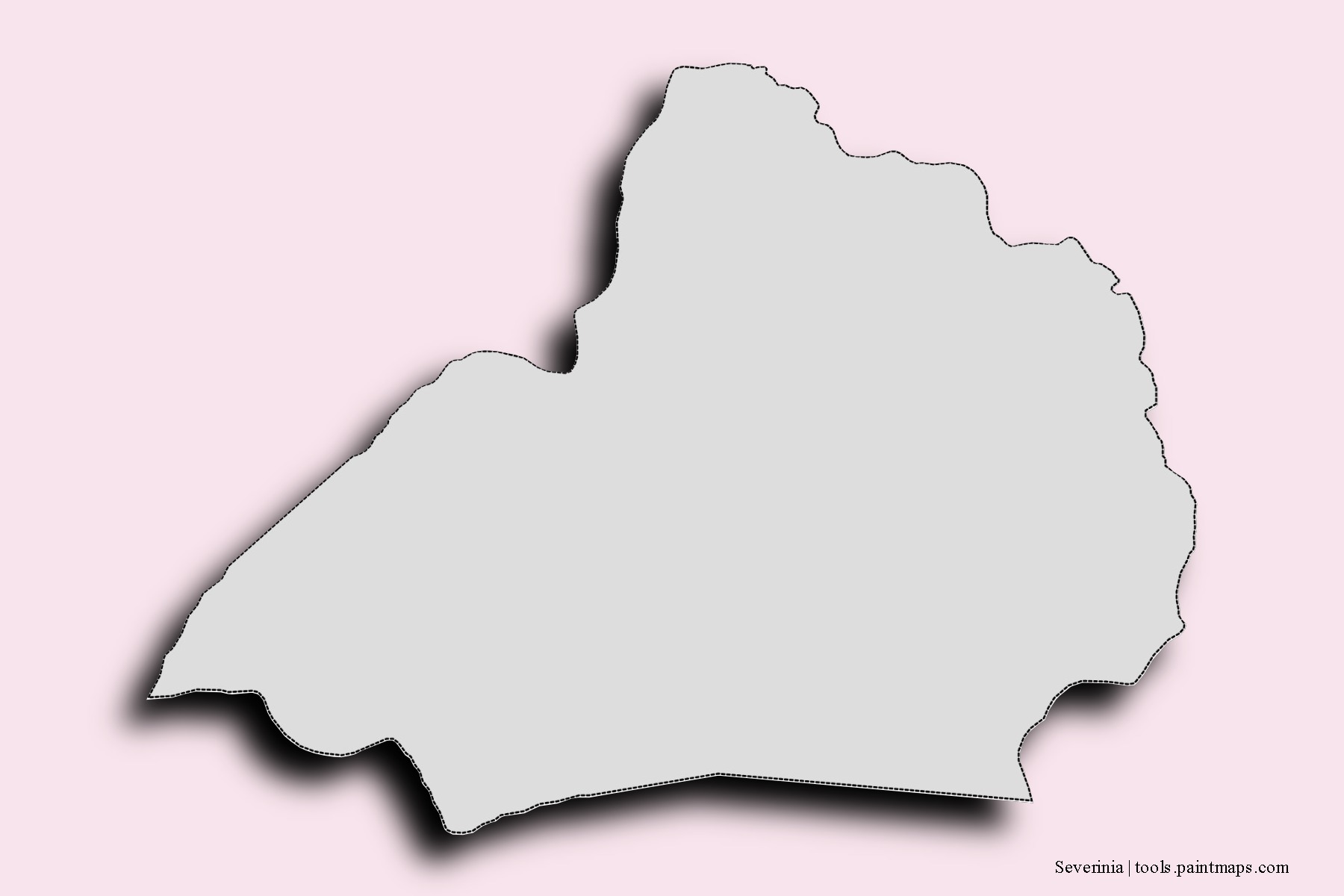 Mapa de barrios y pueblos de Severinia con efecto de sombra 3D