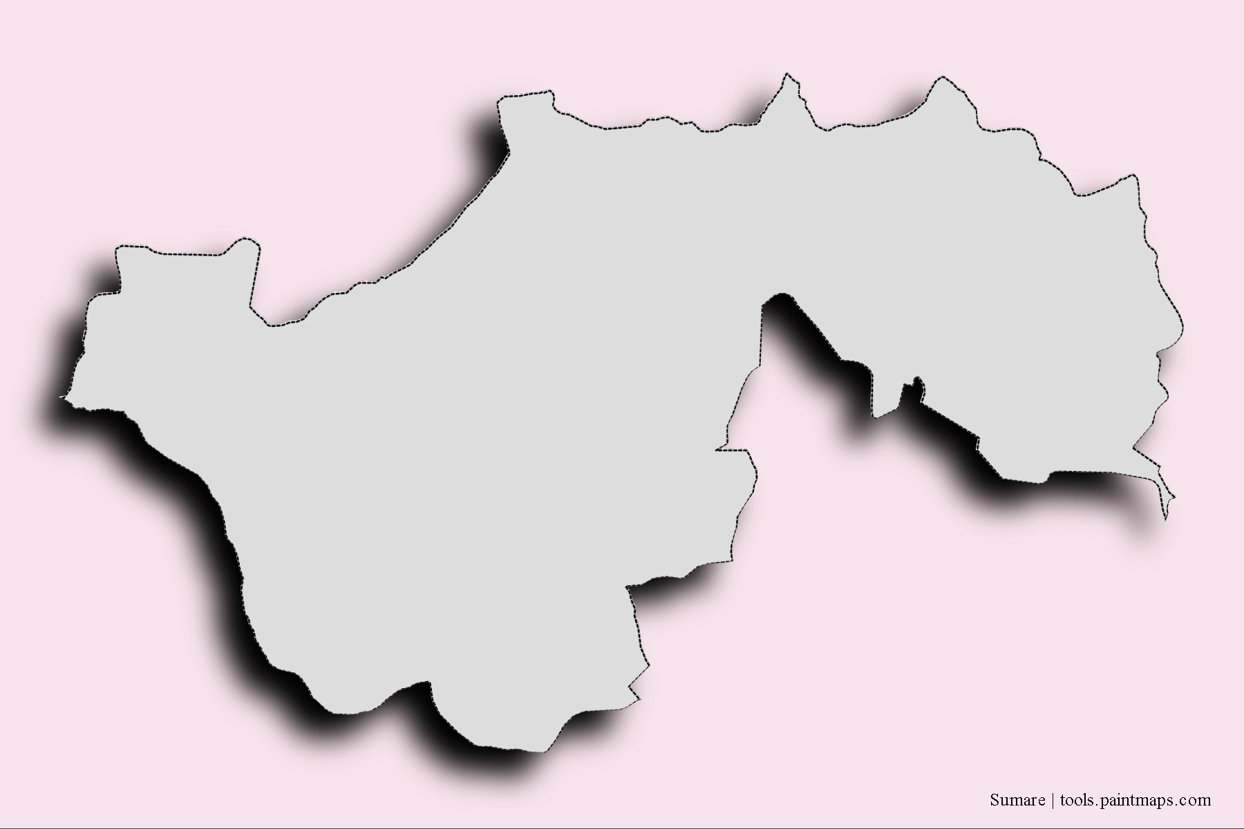 Mapa de barrios y pueblos de Sumare con efecto de sombra 3D