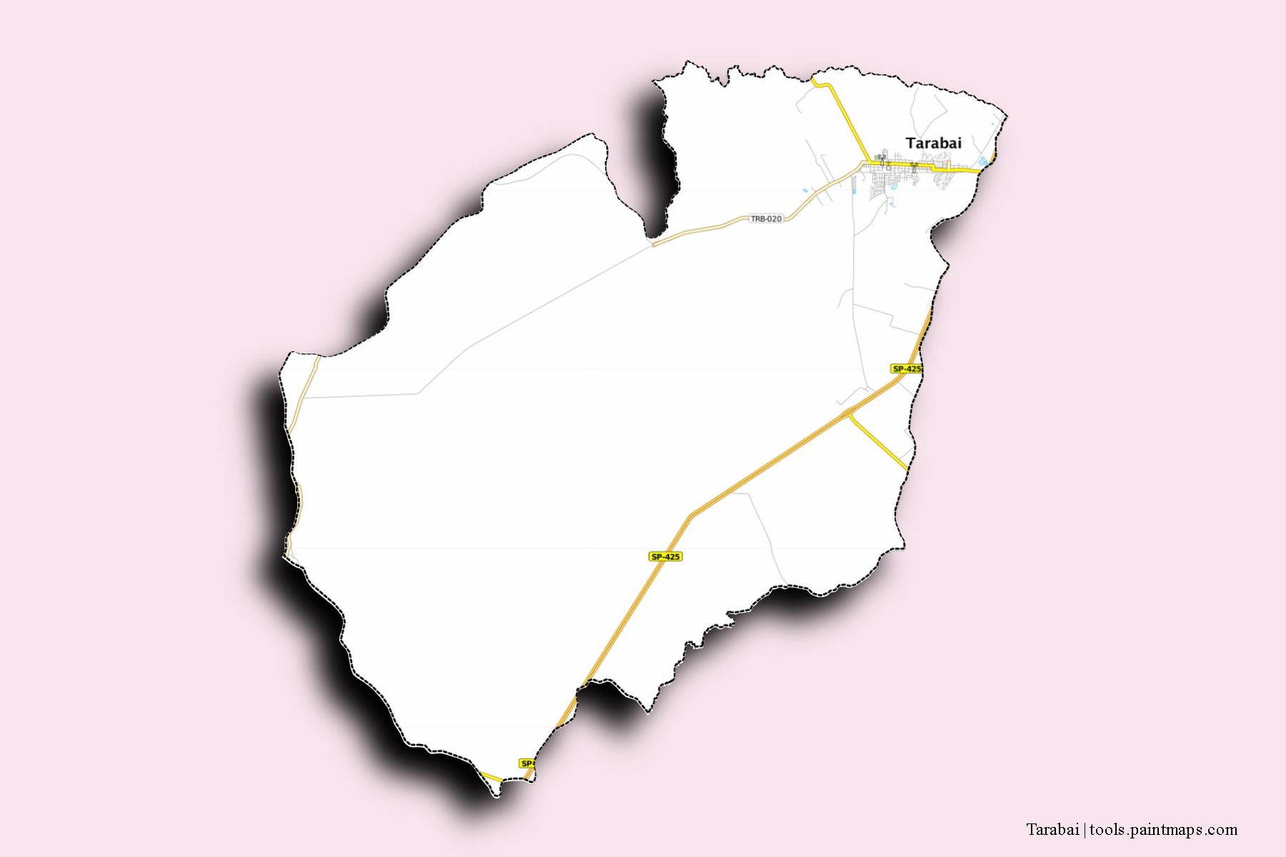 Mapa de barrios y pueblos de Tarabai con efecto de sombra 3D