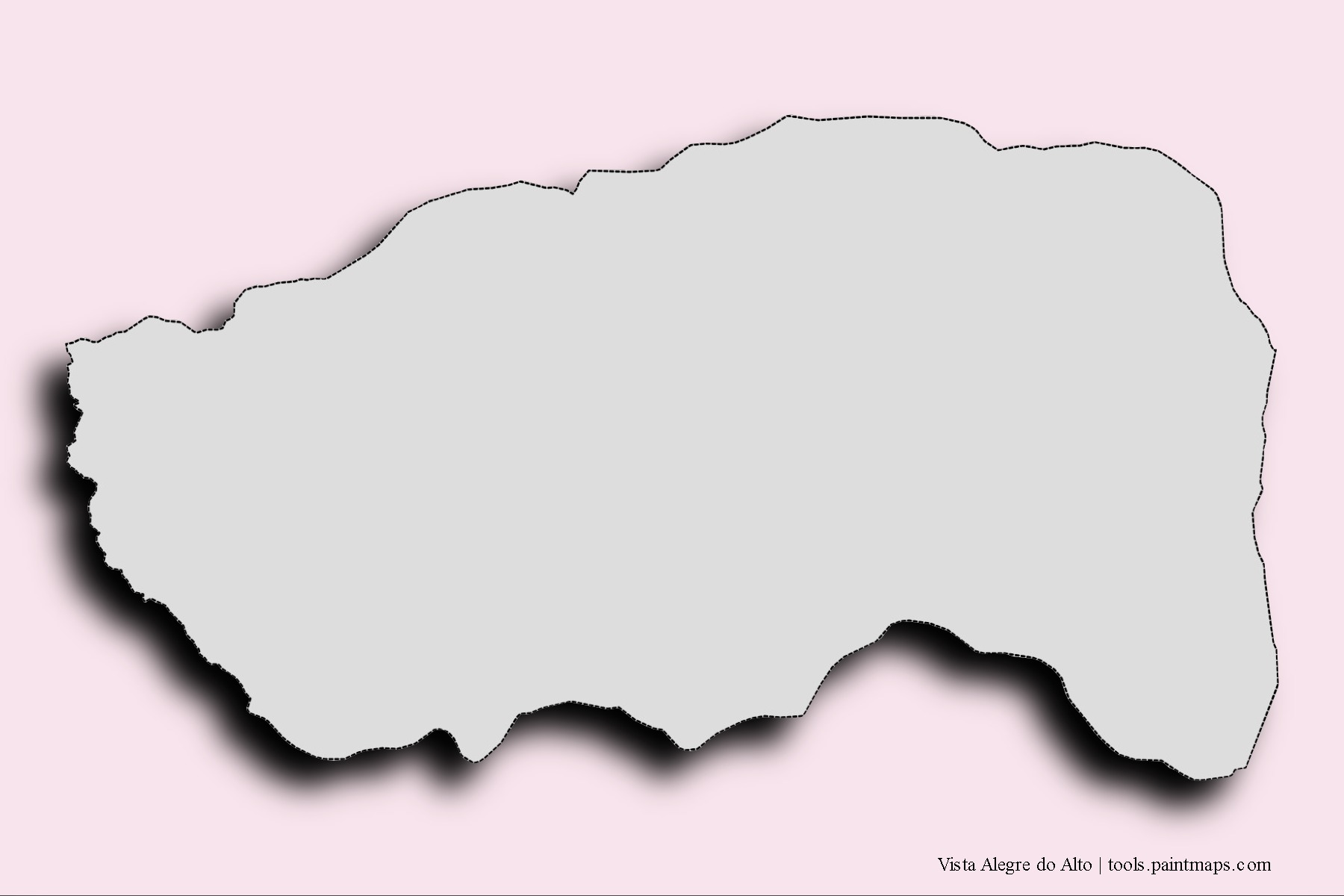 Mapa de barrios y pueblos de Vista Alegre do Alto con efecto de sombra 3D