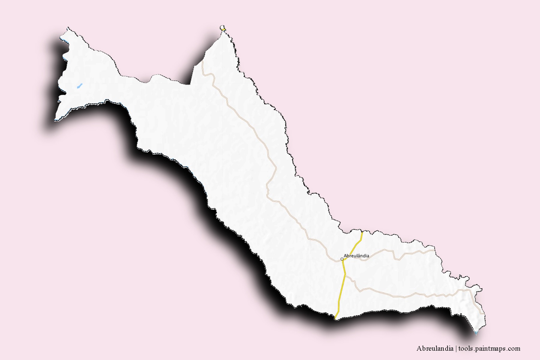 Mapa de barrios y pueblos de Abreulandia con efecto de sombra 3D