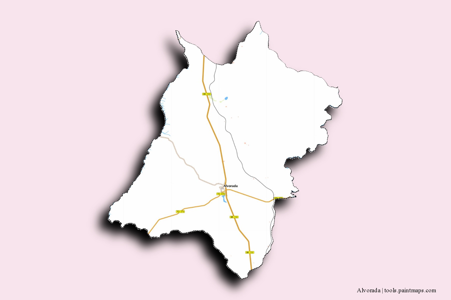 Mapa de barrios y pueblos de Alvorada con efecto de sombra 3D