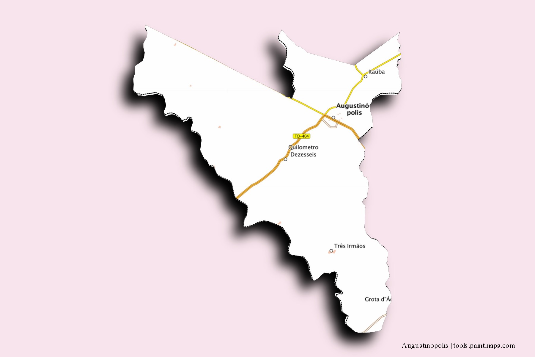 Mapa de barrios y pueblos de Augustinopolis con efecto de sombra 3D