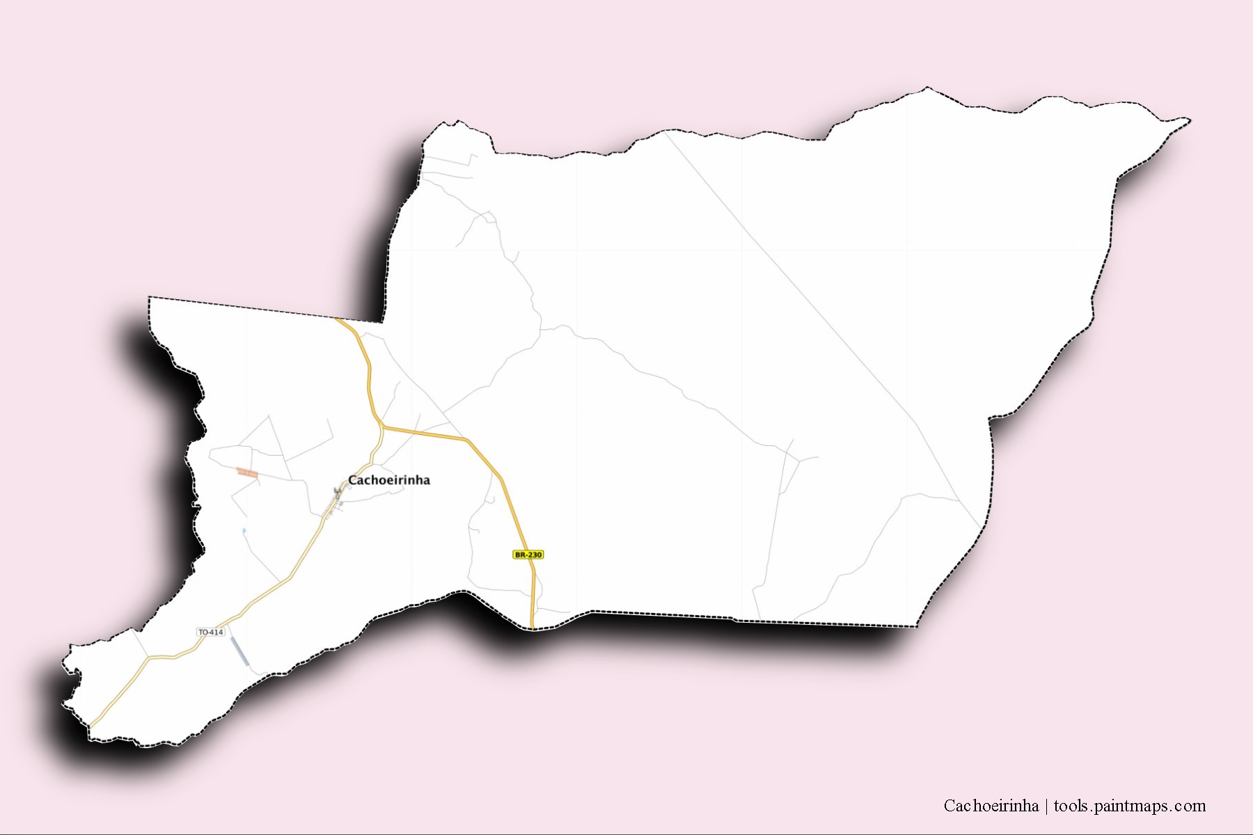 Mapa de barrios y pueblos de Cachoeirinha con efecto de sombra 3D