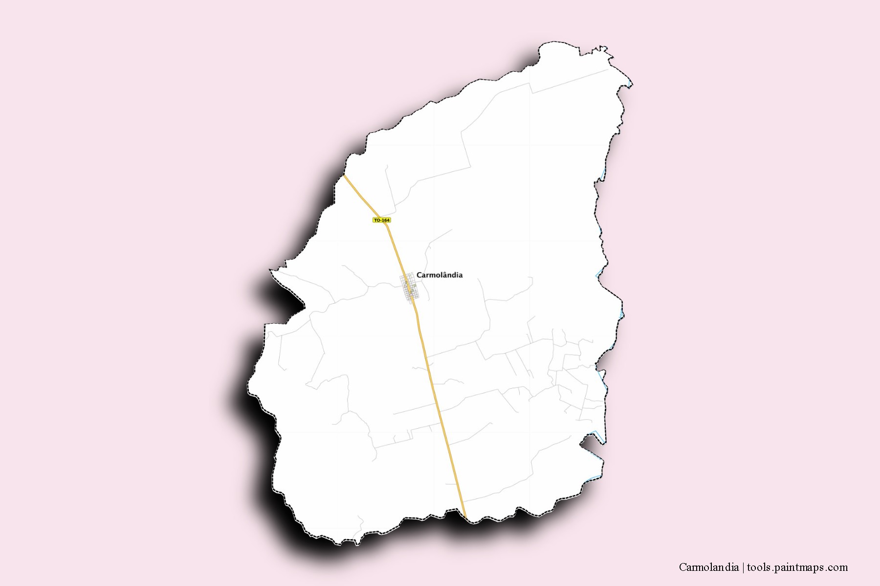 Mapa de barrios y pueblos de Carmolandia con efecto de sombra 3D