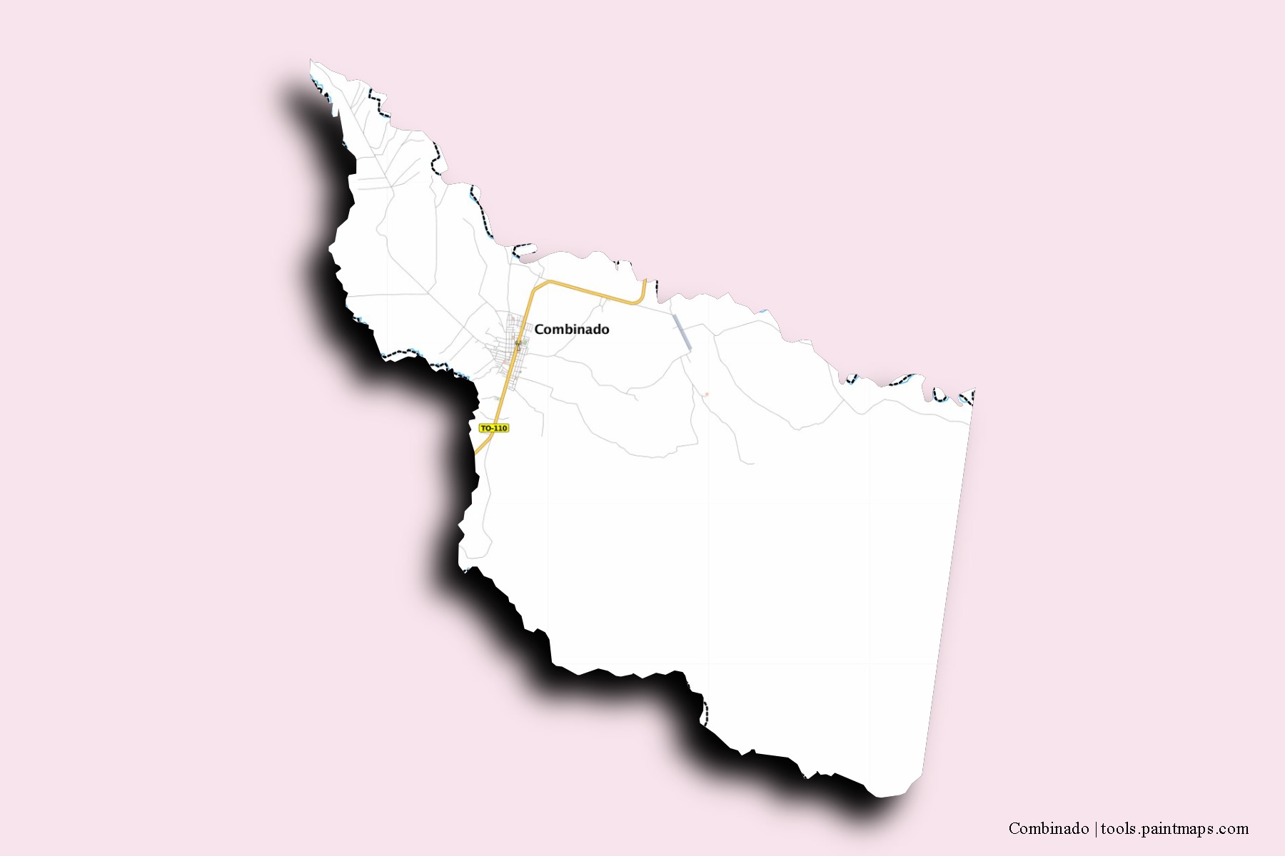 Mapa de barrios y pueblos de Combinado con efecto de sombra 3D