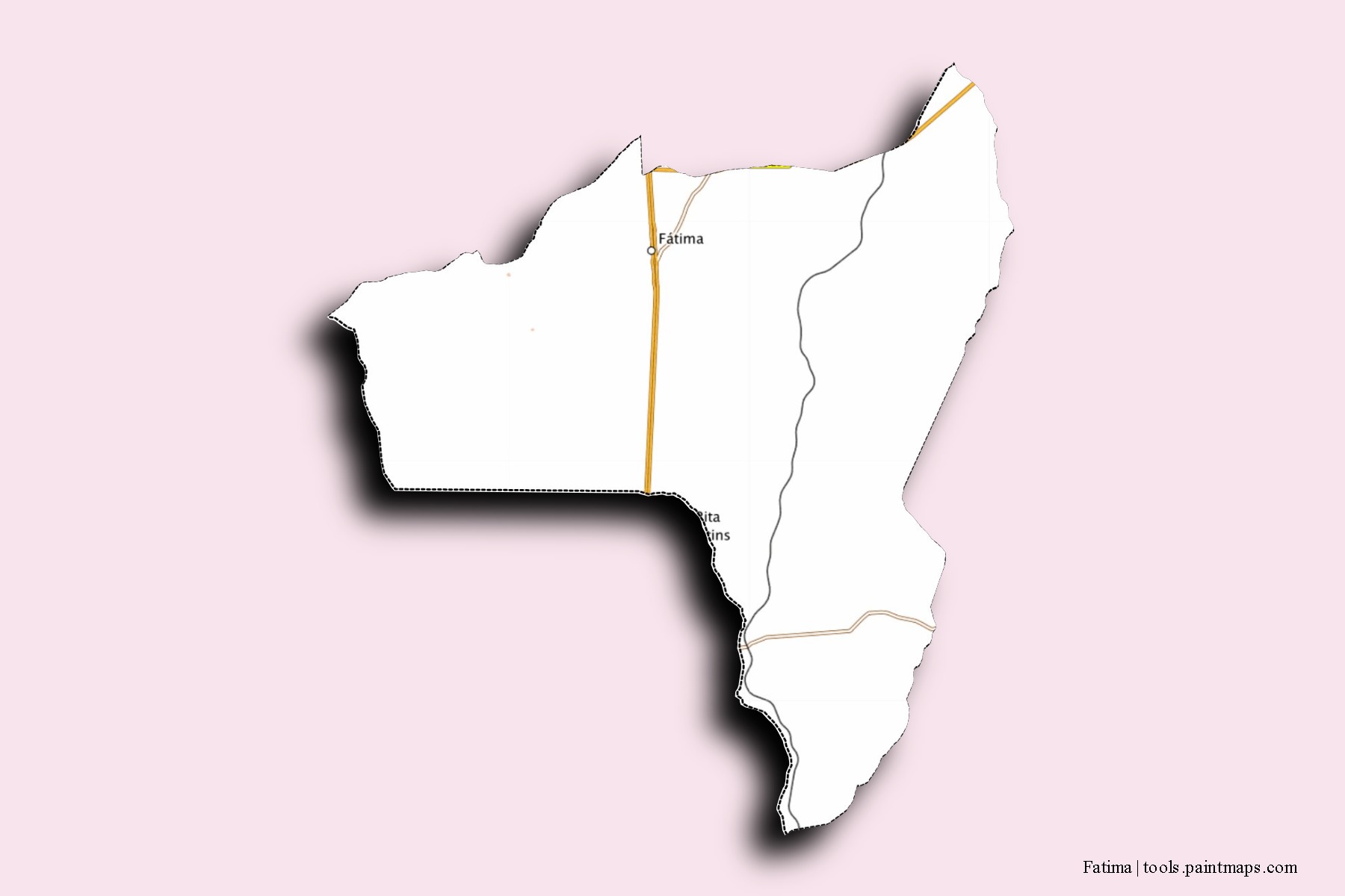 Mapa de barrios y pueblos de Fatima con efecto de sombra 3D