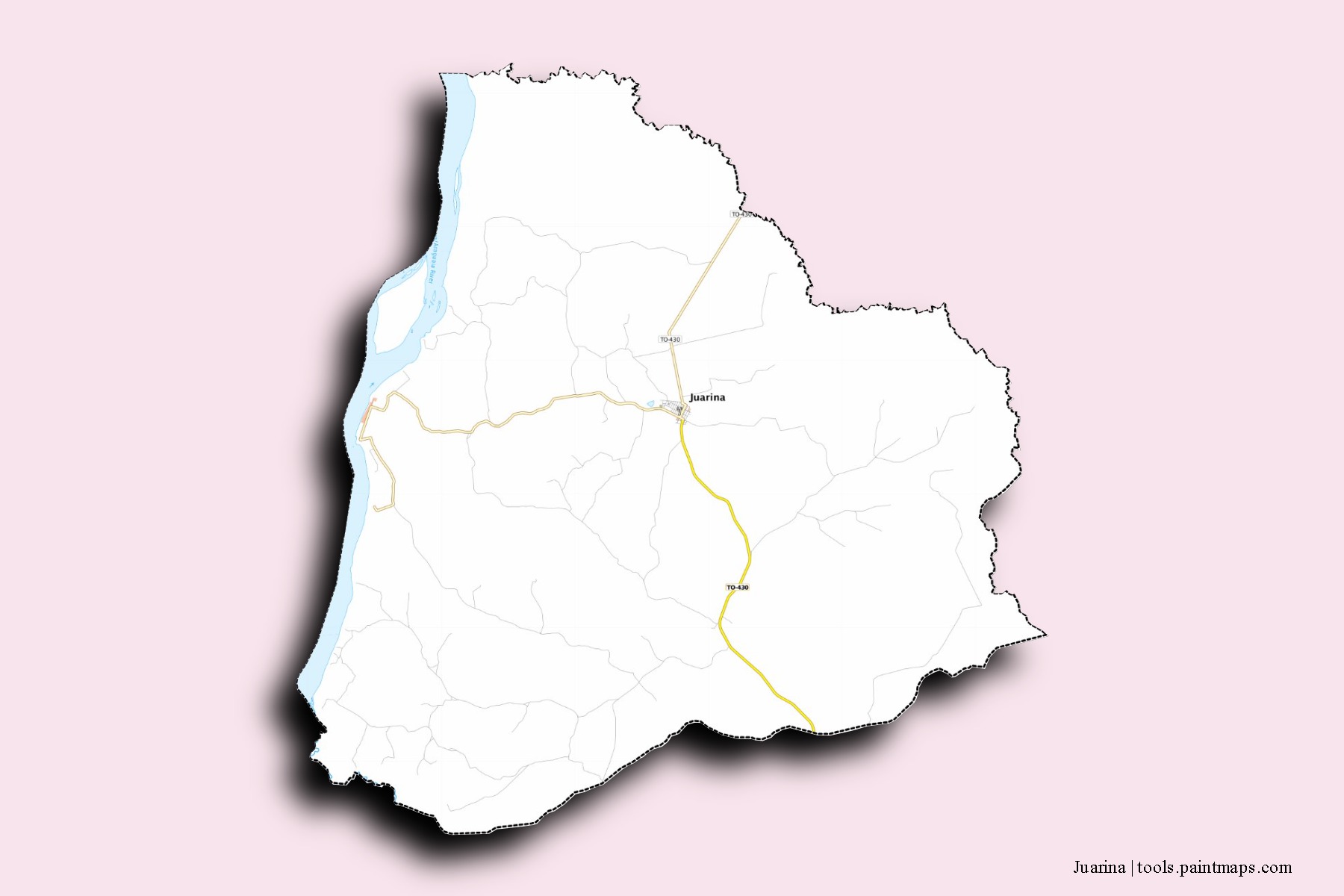 Mapa de barrios y pueblos de Juarina con efecto de sombra 3D