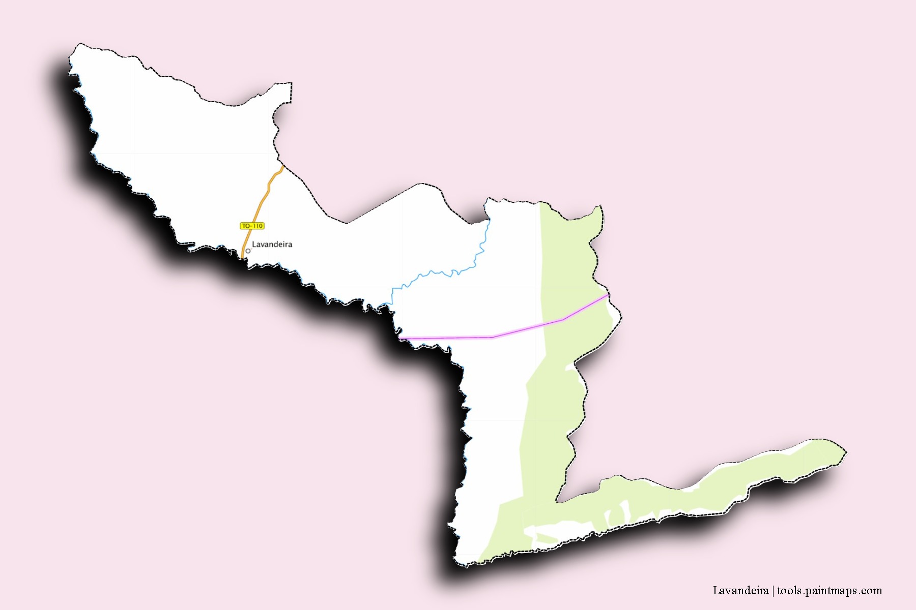 Mapa de barrios y pueblos de Lavandeira con efecto de sombra 3D