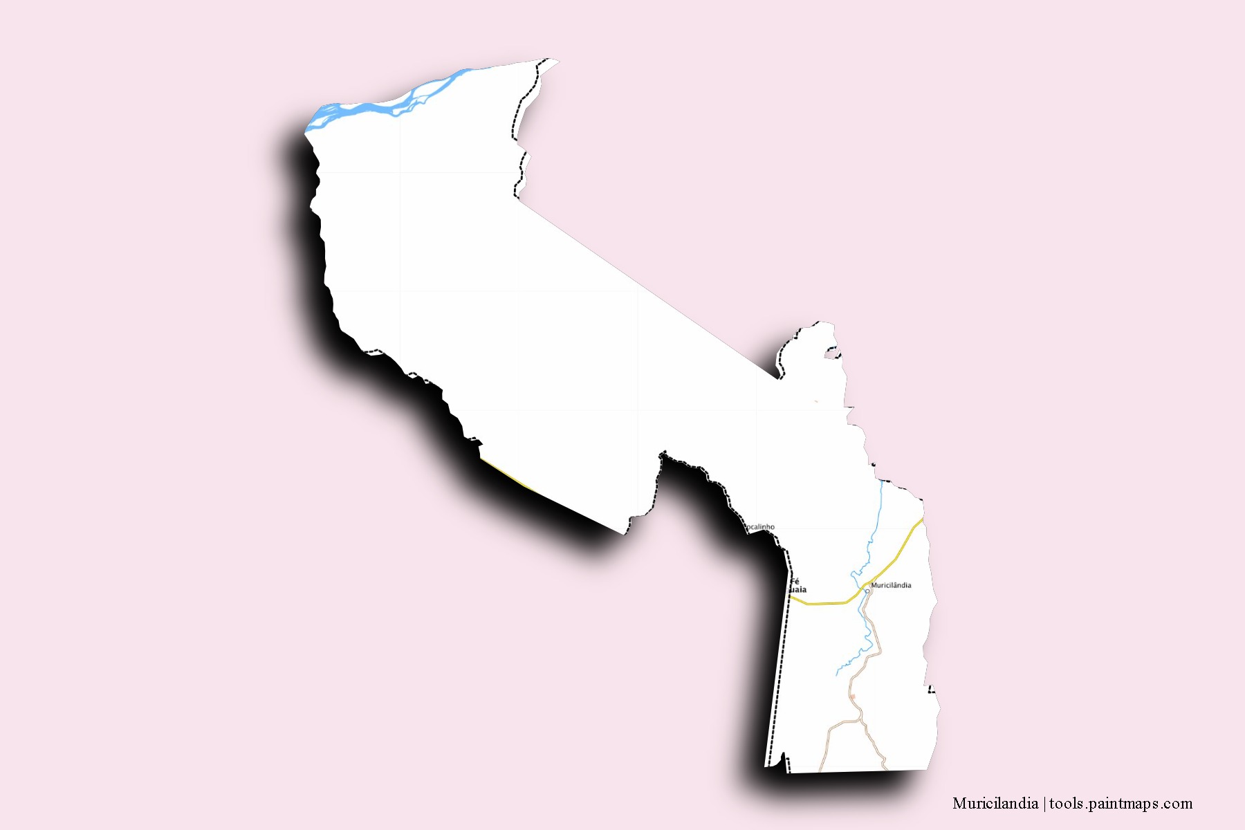 Mapa de barrios y pueblos de Muricilandia con efecto de sombra 3D