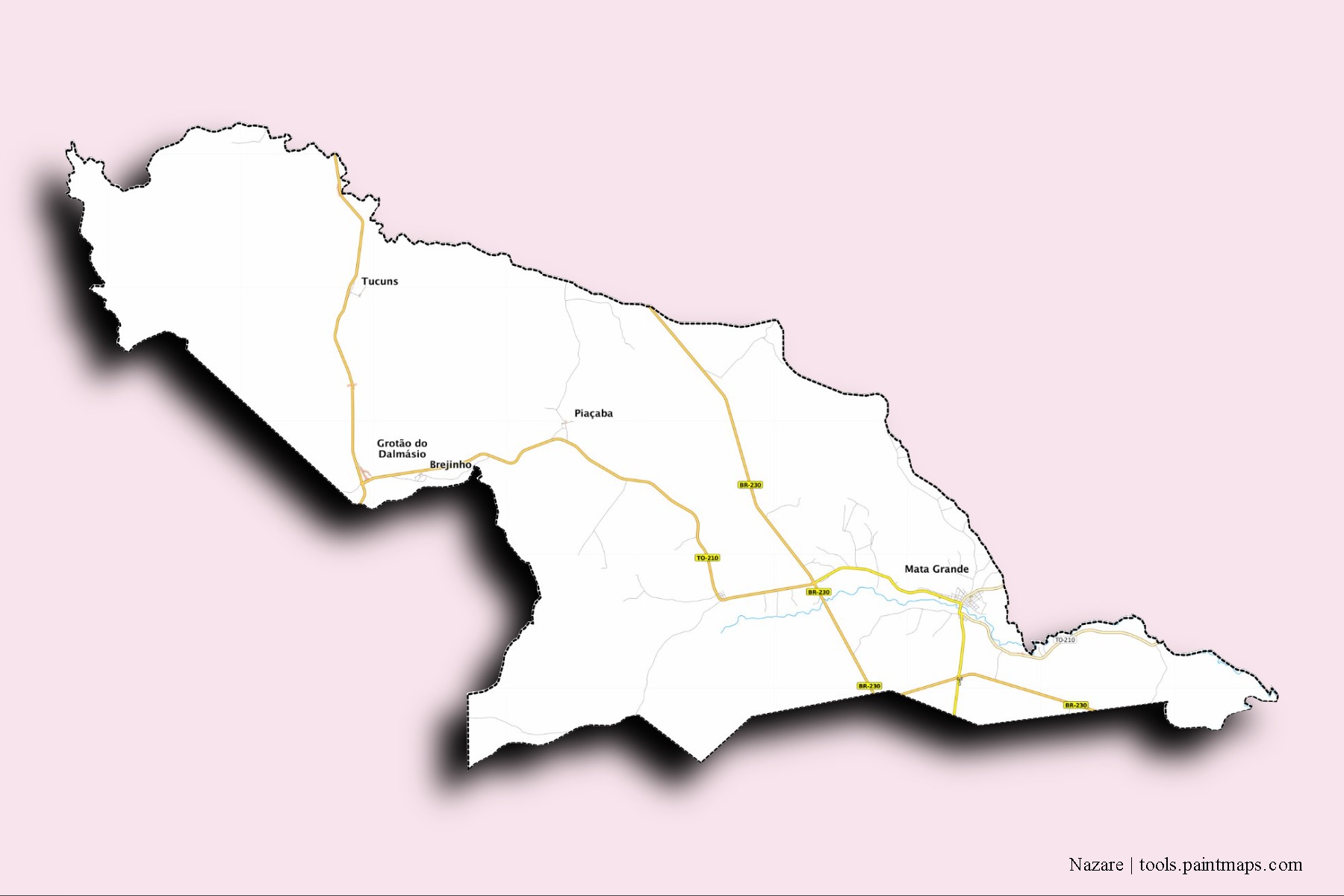 Mapa de barrios y pueblos de Nazare con efecto de sombra 3D