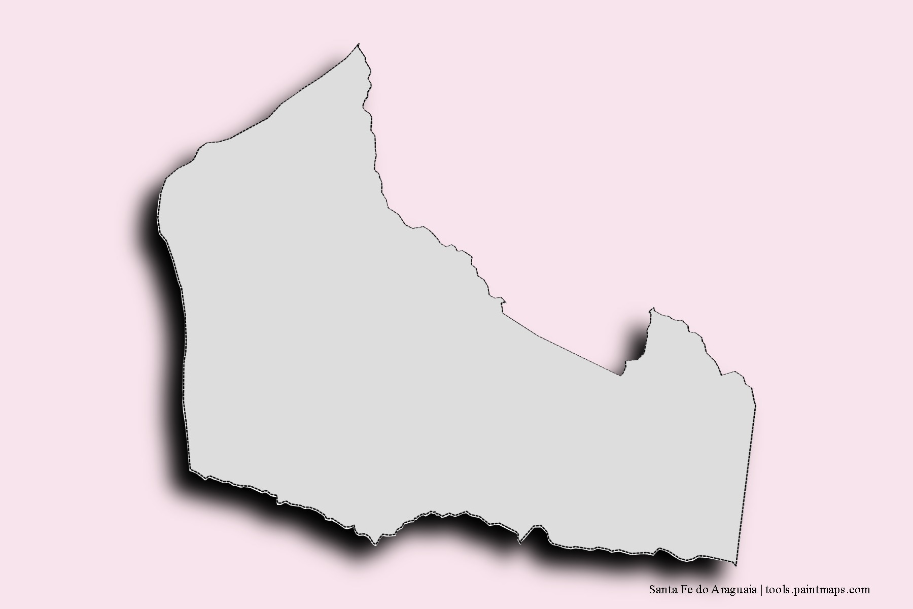 Mapa de barrios y pueblos de Santa Fe do Araguaia con efecto de sombra 3D