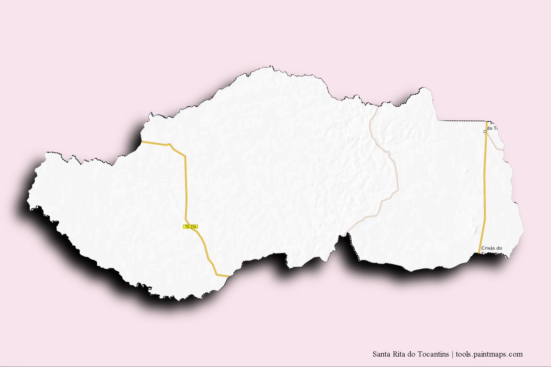 Santa Rita do Tocantins neighborhoods and villages map with 3D shadow effect