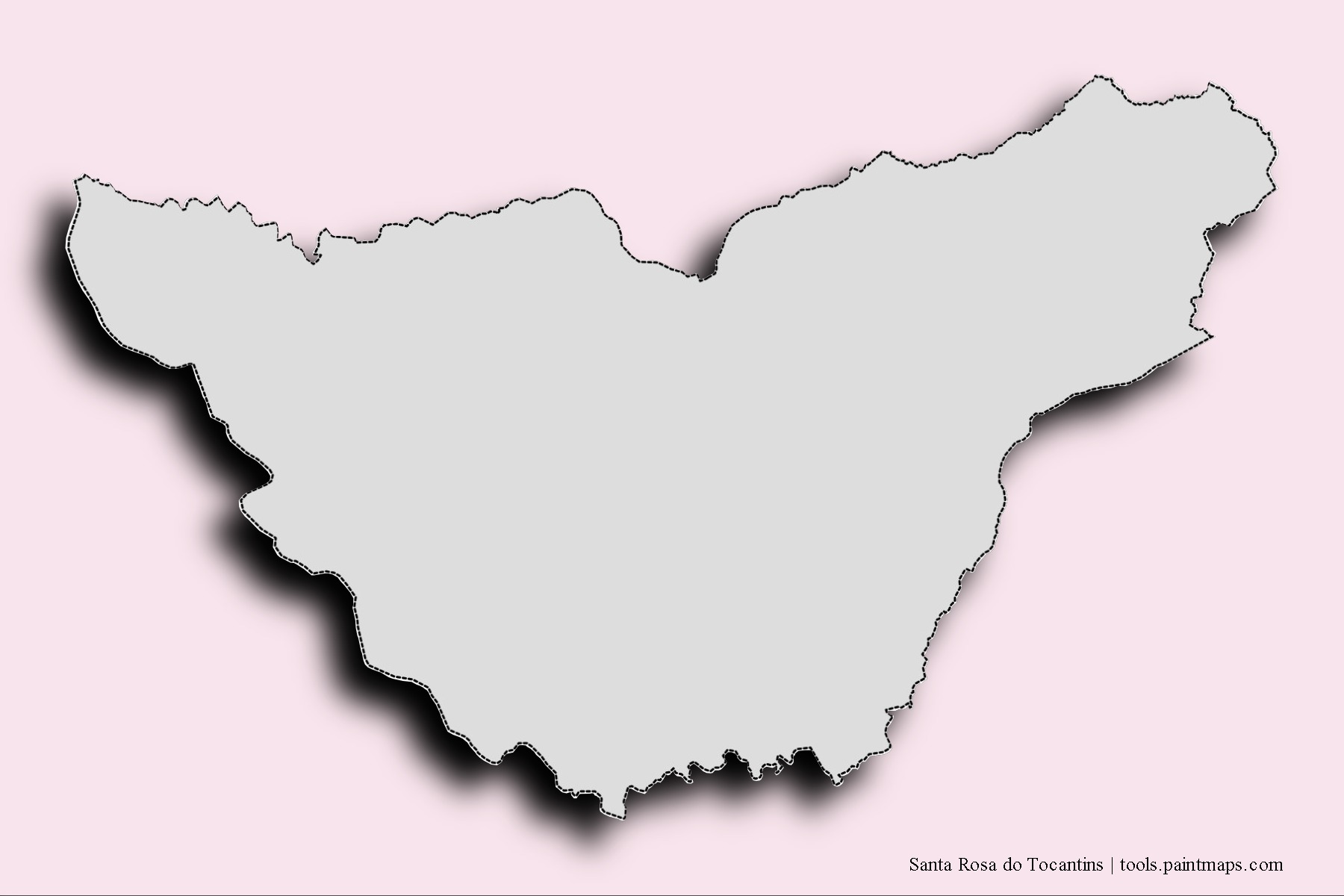 Mapa de barrios y pueblos de Santa Rosa do Tocantins con efecto de sombra 3D