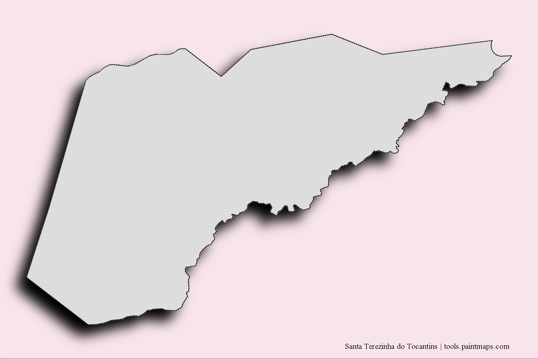 Mapa de barrios y pueblos de Santa Terezinha do Tocantins con efecto de sombra 3D