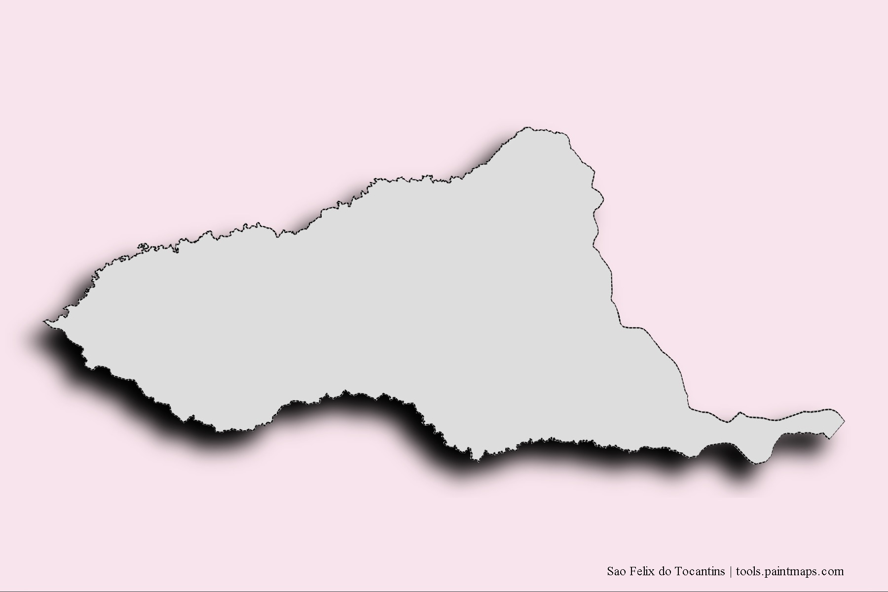 Mapa de barrios y pueblos de Sao Felix do Tocantins con efecto de sombra 3D