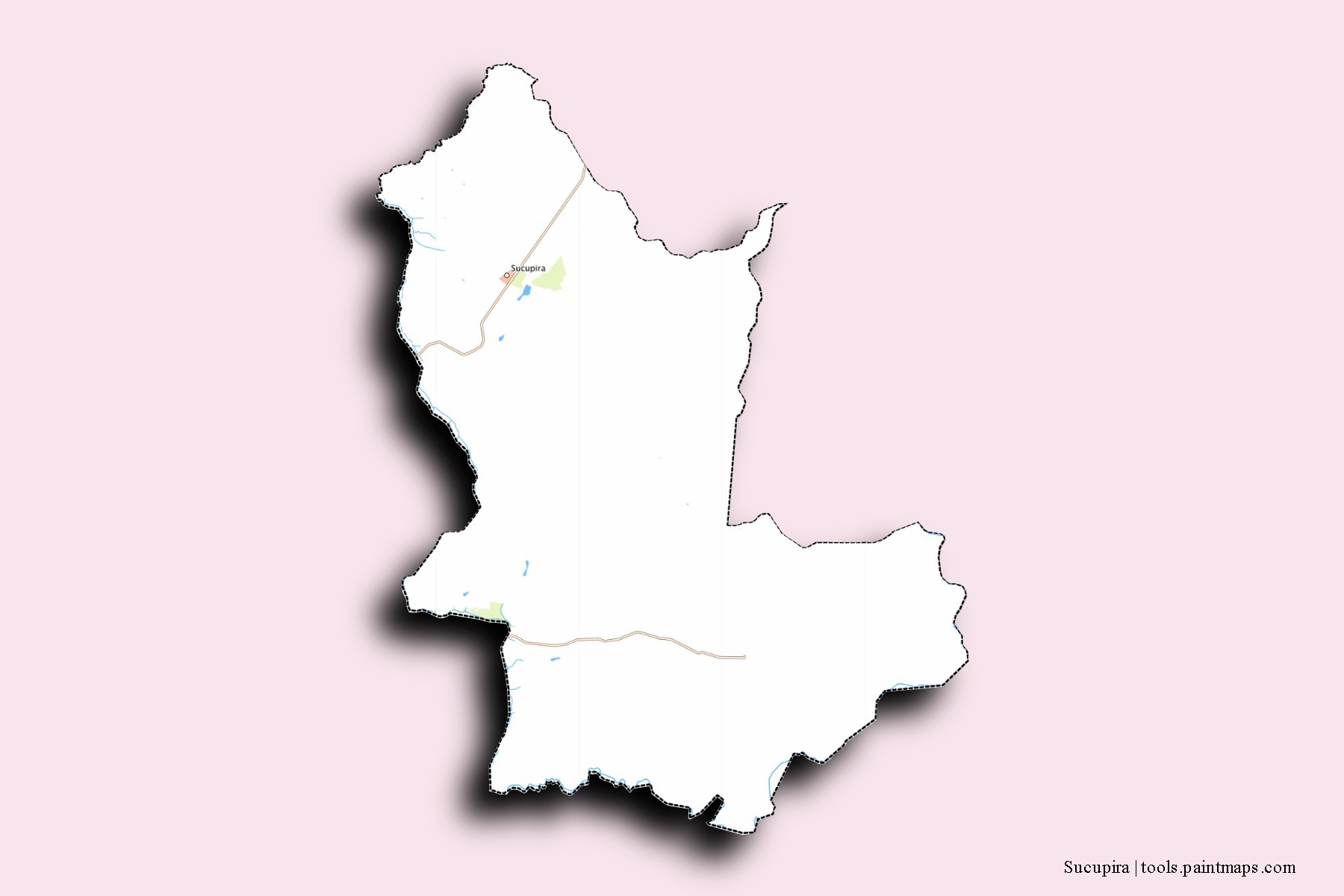 Mapa de barrios y pueblos de Sucupira con efecto de sombra 3D